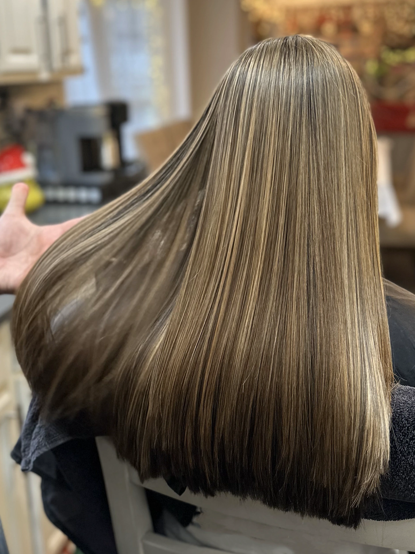 a woman with long hair