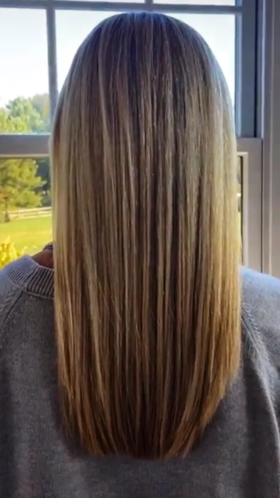 Luxurious blonde hair with keratin treatment