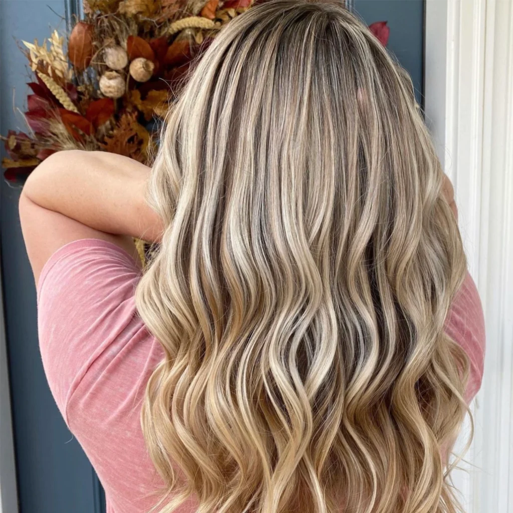 Light blonde highlights by Master Hair Colorist in Chester and Delaware County, Cassie Anderson