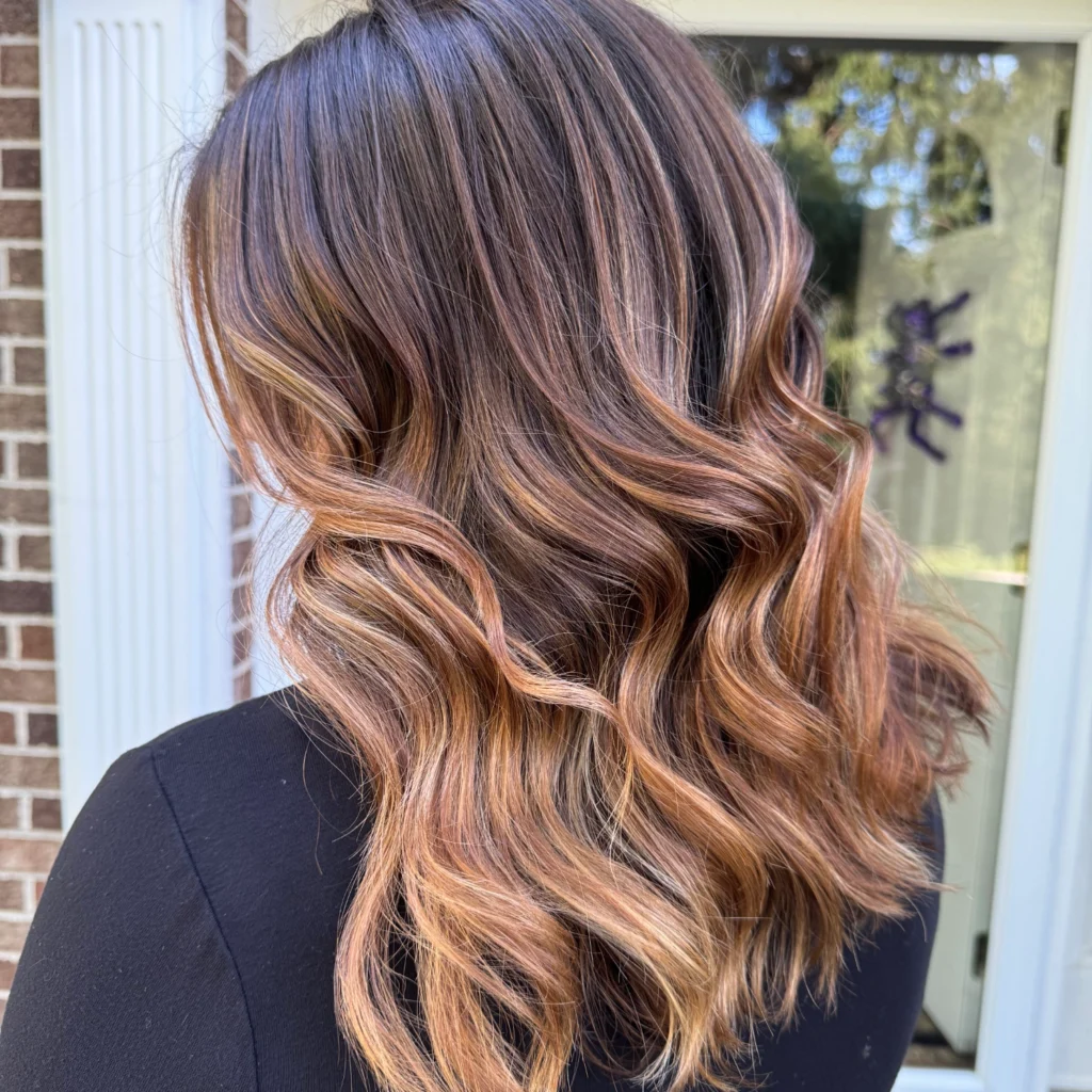 Red balayage by Master Hair Colorist in Chester and Delaware County, Cassie Anderson