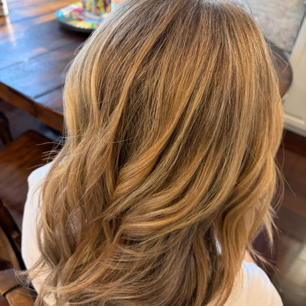Medium blonde highlights by Master Hair Colorist in Montgomery County, Kristin Alessandrine