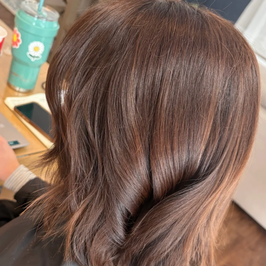 Dark red highlights by Master Hair Colorist in Montgomery County, Kristin Alessandrine