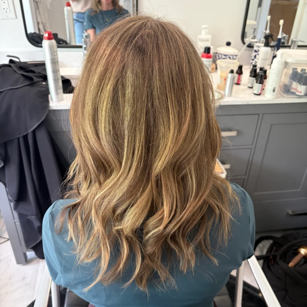 Light brown highlights by Master Hair Colorist in Montgomery County, Kristin Alessandrine