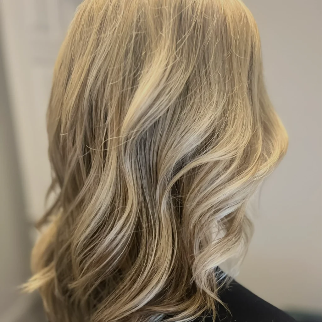 Light blonde highlights by Master Hair Colorist in Montgomery County, Kristin Alessandrine