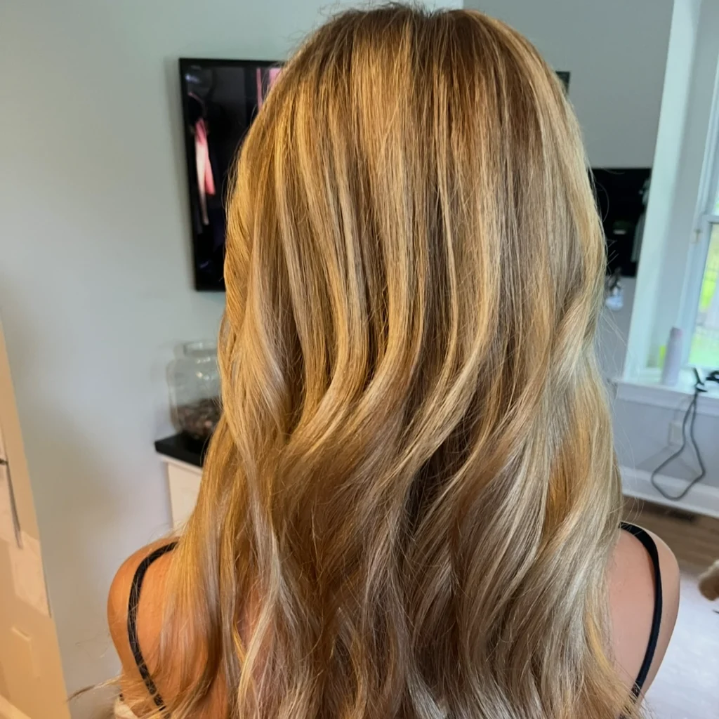 Honey blonde highlights by Master Hair Colorist in Montgomery County, Kristin Alessandrine